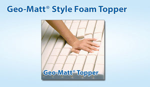 |Geo-matt overlay has ring of air technology to channel heat away.|Geo-Matt has over 800 foam cells for comfort and pressure reduction.|Span America Geo-Matt Overlay is available in full, queen and king sizes.|Geo-Matt foam overlay's 800 foam cells moves with you.|Wipe Clean Vinyl/Nylon Cover for Hospital Size only