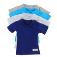 Kozie Clothes Baby Plain And Simple Sensory Compression Short Sleeve Shirt|Plain And Simple Sensory Compression Short Sleeve Shirt in Gray|Plain And Simple Sensory Compression Short Sleeve Shirt in Navy|Plain And Simple Sensory Compression Short Sleeve Shirt in Tropical Blue|Plain And Simple Sensory Compression Short Sleeve Shirt in White|Baby wearing Plain And Simple Sensory Compression Short Sleeve Shirt