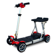 Gypsy Folding Scooter by EV Rider in Gypsy Red|Gypsy Red Gypsy scooter folded flat|Ocean Blue Gypsy scooter standing upright for ease of storage in a closet|Handle can be folded down on Gypsy scooter while stood upright|Gypsy scooter in Pearl Green|Gypsy scooter in Ocean Blue|Gypsy scooter in Pearl Green folded flat with handle flat down|Optional Electric Horn with 3 sounds|Optional deluxe cup holder|Optional  deluxe Tiller bag|Optional Tiller and Seat Cover set ( 2pc)