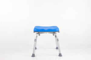 ComfortAble Padded Shower Chair by Platinum Health in blue|ComfortAble Padded Shower Chair with backrest removed|Remove both arms to create a stool|Remove one or both padded arms to customize your chair!|ComfortAble Padded Shower Chair with both arms removed|ComfortAble Padded Shower Chair diagram with measurements