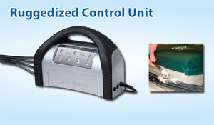 |PressureGuard Custom Care Convertible  Preview Product on Storefront|Shear transfer zones - layers of the PressureGuard Custom Care Convertible|Head to toe cylinders provide superior redistribution|Purchase an additional control unit for back up pressure redistribution|Recessed deck option is a V-Shape design with 84" length
