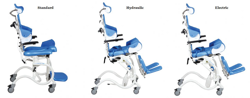 Manual, hydraulic and electric Starfish shower and commode chairs for adults and children