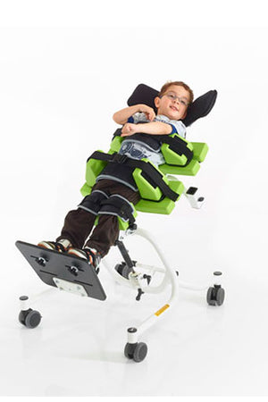 Jenx Multistander in Green with user slightly supine