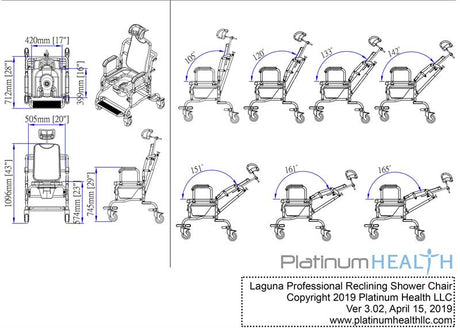 Laguna Reclining Shower Chair by Platinum Health