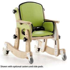 Leckey PAL Classroom Seat with Casters and side pads in green