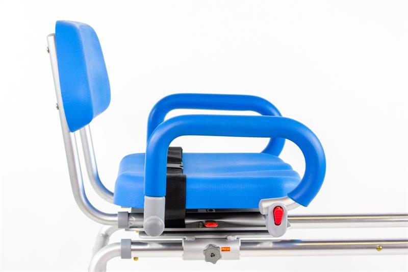 Seat turns 360 degrees, locking ever 90 degree turn