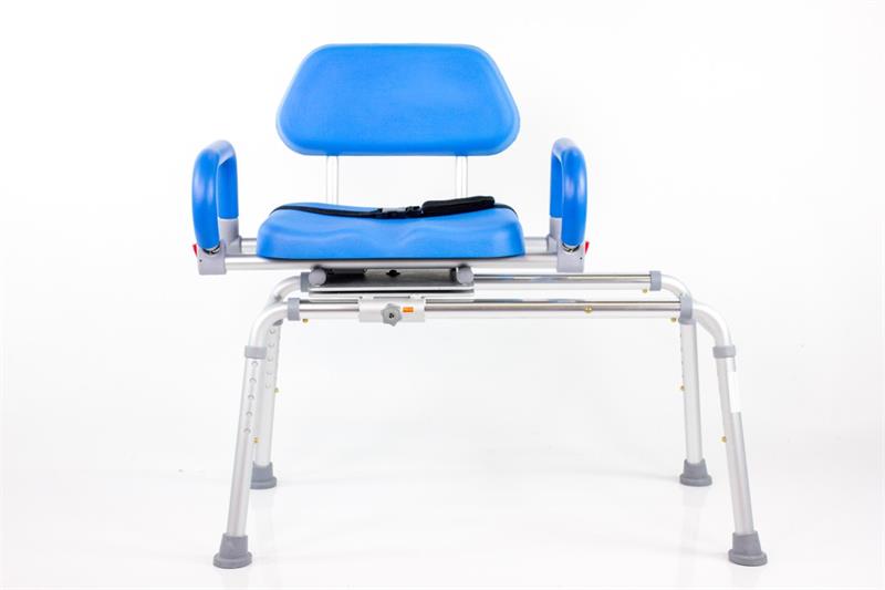 Carousel Sliding Transfer Bench has a small footprint to fit in small space