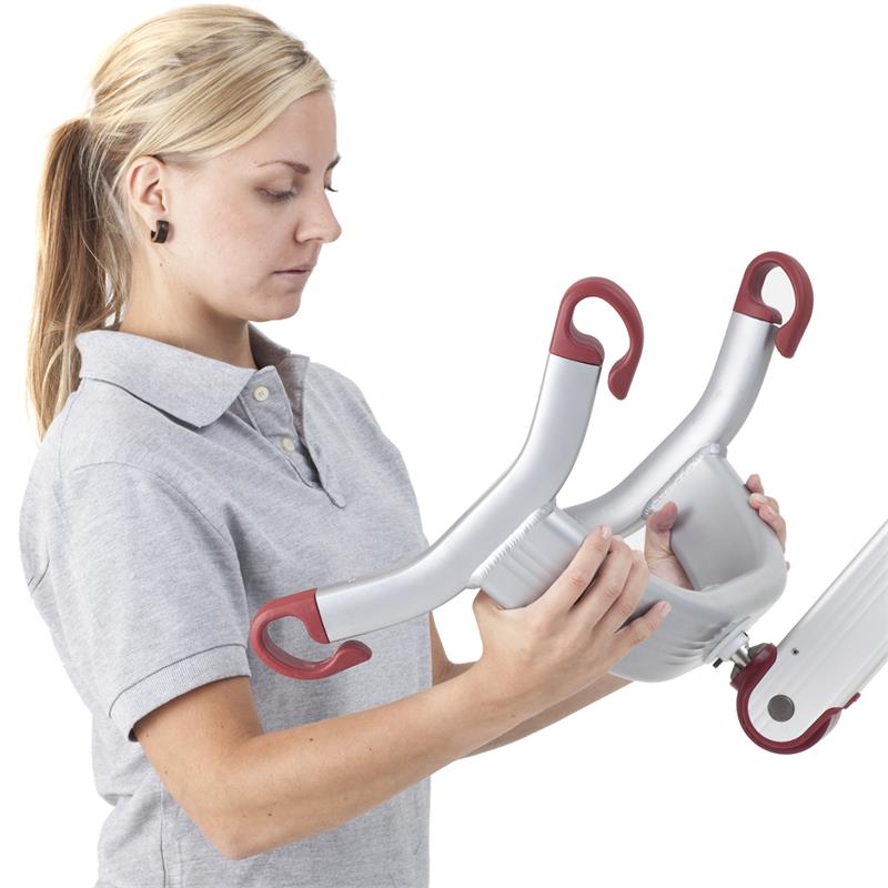 Molift Mover 300 Patient Lift as a Gait Trainer|Mover 300 lifting patient over bed|Molift Mover 300 Patient Lift N15050 With Free Shipping!|Four point spreader bar with patient on Mover 300|Four point spreader bar with patient on Mover 300 back view|Molift Mover 300 Patient Lift|Quick release spreader bar makes assembly and disassembly easy|Choose between two or four point spreader bar|Manual emergency lowering handle