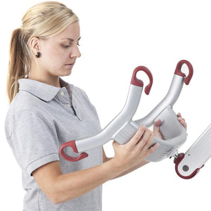 Molift Mover 300 Patient Lift as a Gait Trainer|Mover 300 lifting patient over bed|Molift Mover 300 Patient Lift N15050 With Free Shipping!|Four point spreader bar with patient on Mover 300|Four point spreader bar with patient on Mover 300 back view|Molift Mover 300 Patient Lift|Quick release spreader bar makes assembly and disassembly easy|Choose between two or four point spreader bar|Manual emergency lowering handle
