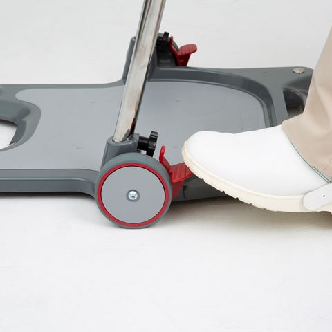 Audible click sounds when foot brake is fully locked on casters