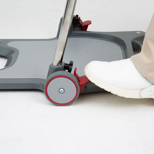 Audible click sounds when foot brake is fully locked on casters