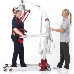 Molift Mover 300 Patient Lift as a Gait Trainer|Mover 300 lifting patient over bed|Molift Mover 300 Patient Lift N15050 With Free Shipping!|Four point spreader bar with patient on Mover 300|Four point spreader bar with patient on Mover 300 back view|Molift Mover 300 Patient Lift|Quick release spreader bar makes assembly and disassembly easy|Choose between two or four point spreader bar|Manual emergency lowering handle