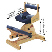 Posture Chair by TherAdapt|Posture Chair by TherAdapt with adult at tilting easel|Optional Conversion Kit|Posture Chair by TherAdapt with Child at desk|Posture Chair by TherAdapt with kneel pads removed|Posture Chair by TherAdapt Measurements