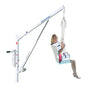 Aqua Creek Power EZ2 Pool or Boat Lift with user in sling|Aqua Creek Power EZ2 Pool or Boat Lift used with anchor|Aqua Creek Power EZ2 Pool or Boat Lift used as a boat lift|Use the Aqua Creek Power EZ2 Pool or Boat Lift on the dock!|Optional hard seat is made from hard plastic|Cover is available in three colors and a fade resistant blue|Hand controller comes standard and is waterproof|Solar powered battery charger keeps your battery constantly charged|Optional Anchor Kits for EZ2 pool lift