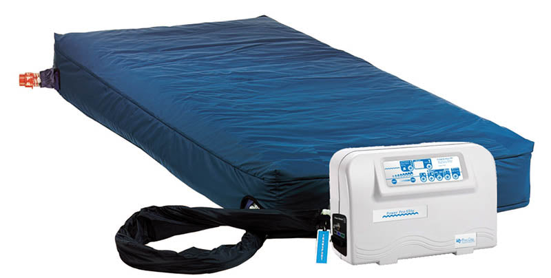 Blue Chip Power Pro Elite Mattress System - Model 9500 with low air loss and alternating pressure.|Power Pro elite with control box|Power Pro Elite expandable side|Hose connectors|Power Pro Elite blower pump with cycle times from 5-95 minutes