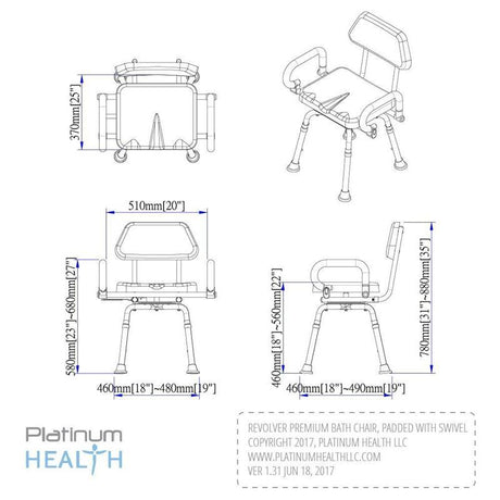 The Revolution Shower Chair with Swivel Seat by Platinum Health