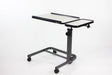 Acrobat Adjustable Overbed Table is great for working, eating or activities|Height adjustments can be made with an easy to access knob|Table comes with 4 locking casters|Diagram shows measurements and degree of tilt for Overbed table