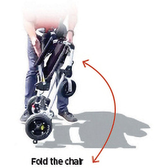 Zoomer - Black|Zoomer - Blue|Quick guide to the Zoomer|Lightweight 52# and easy to drive inside or outside|Joystick comes standard on right but can easily remount on the left by user|Comfort Seating|25 inch turning radius for easy indoor turns|Easy to fold - step 1 pull the cable|Easy to fold - step 2 fold the chair|Easy to fold - step 3 roll away|Slide up to the table or desk with no problem||Easily Scales up to a 10° incline|Fits in nearly any vehicle within seconds
