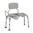 Nova Padded Transfer Bench with Commode|Side view of the Nova Padded Transfer Bench with Commode|Back view of the Side view of the Nova Padded Transfer Bench with Commode|Dimensions of the Nova Padded Transfer Bench with Commode