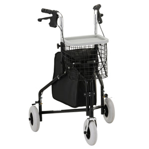 Nova Traveler 3-Wheel Rolling Walker in Black